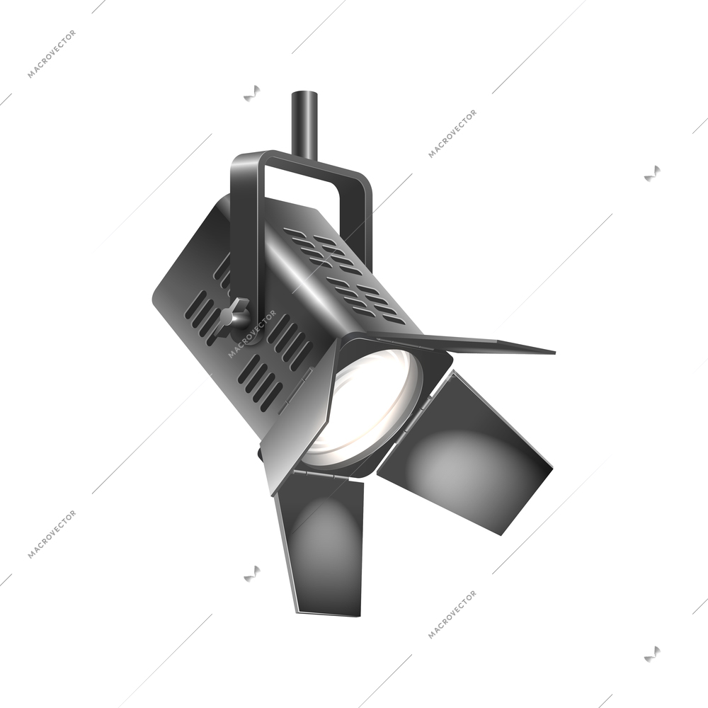 Turned on stage projector realistic icon vector illustration