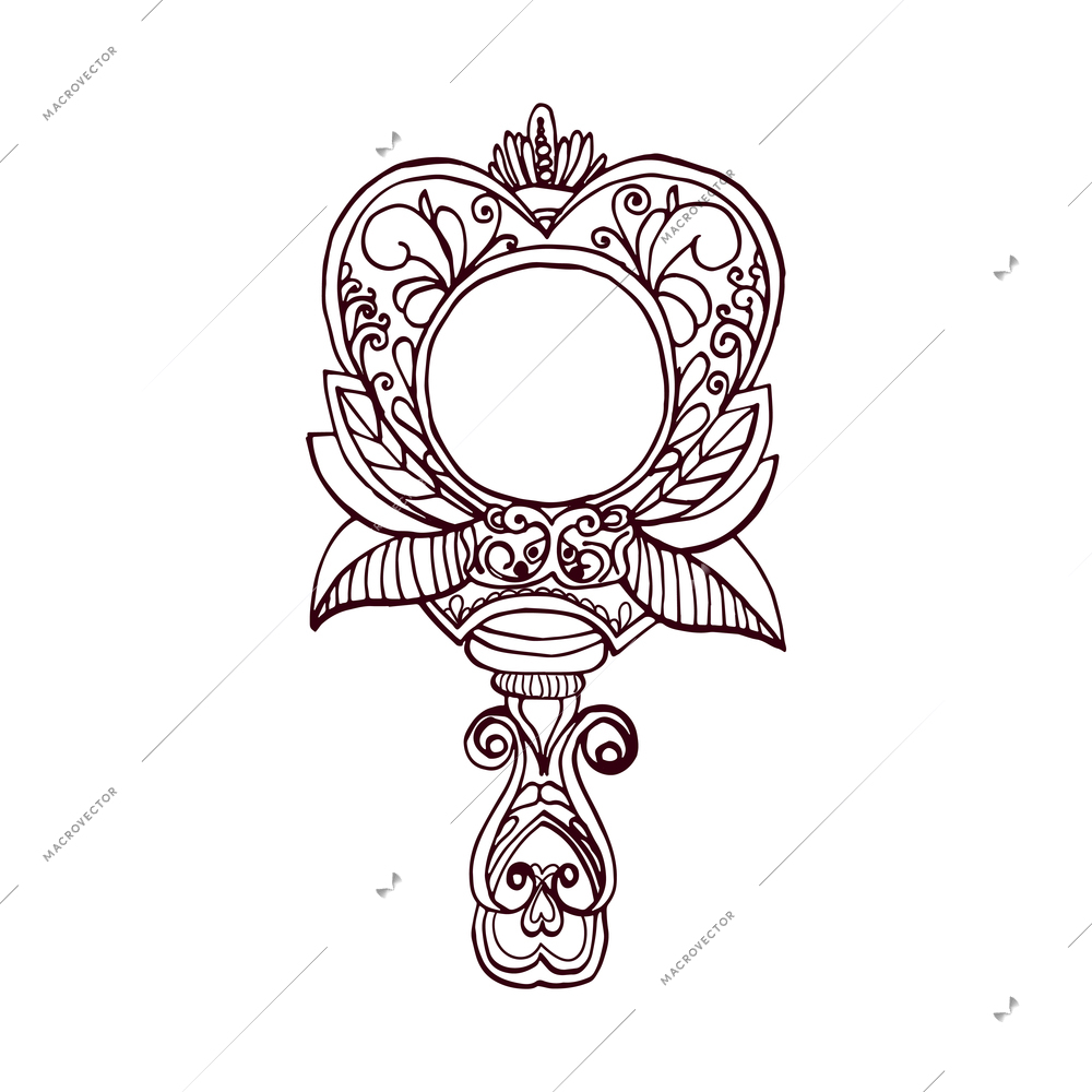 Small mirror with beautiful handle silhouette icon vector illustration