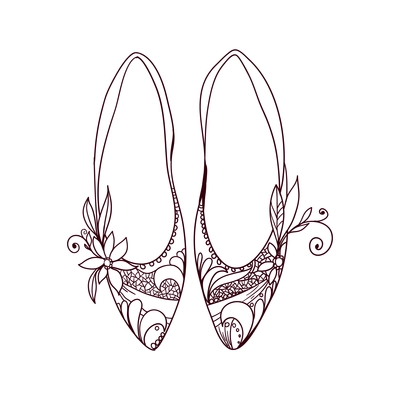 Pair of fairy shoes for princess silhouette vector illustration