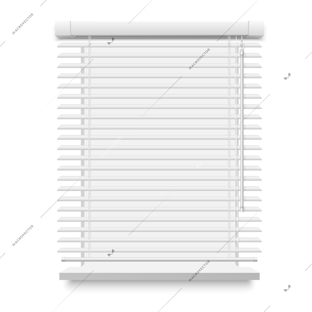 Realistic icon of closed white window blinds vector illustration