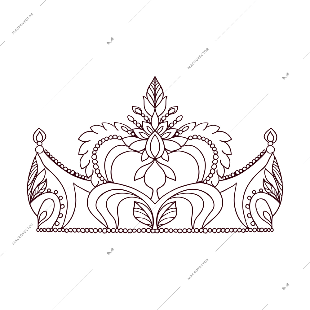 Silhouette icon of beautiful princess crown on white background vector illustration