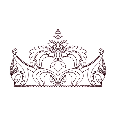 Silhouette icon of beautiful princess crown on white background vector illustration