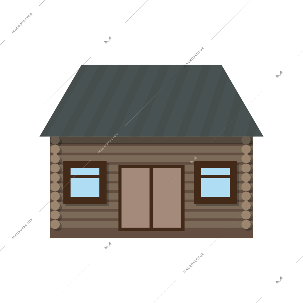 Flat detailed icon of small wooden house vector illustration