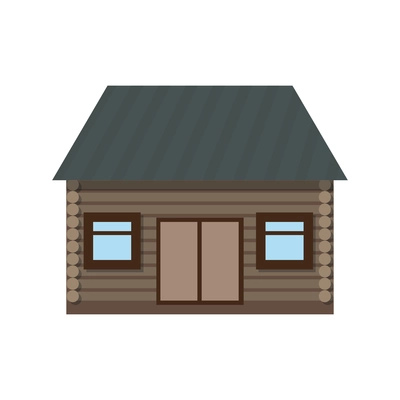 Flat detailed icon of small wooden house vector illustration