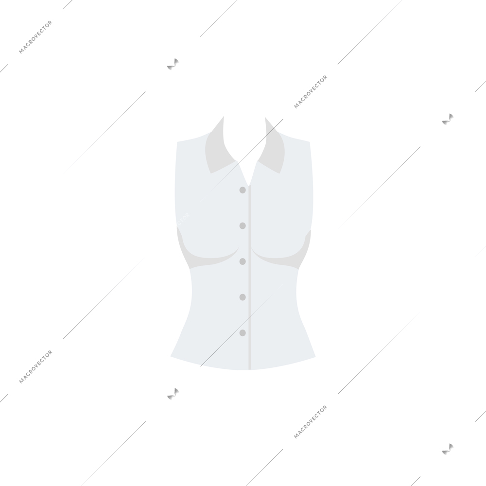 Female office blouse in white color flat icon vector illustration