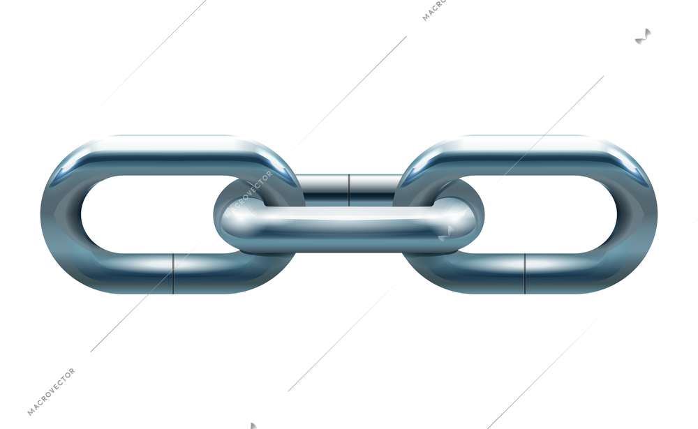 Metal silver chain links realistic icon vector illustration