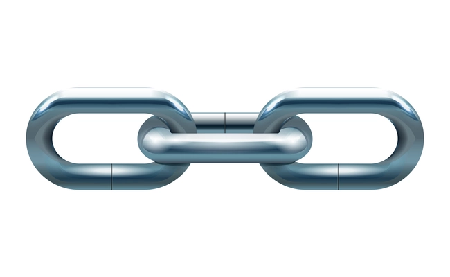 Metal silver chain links realistic icon vector illustration