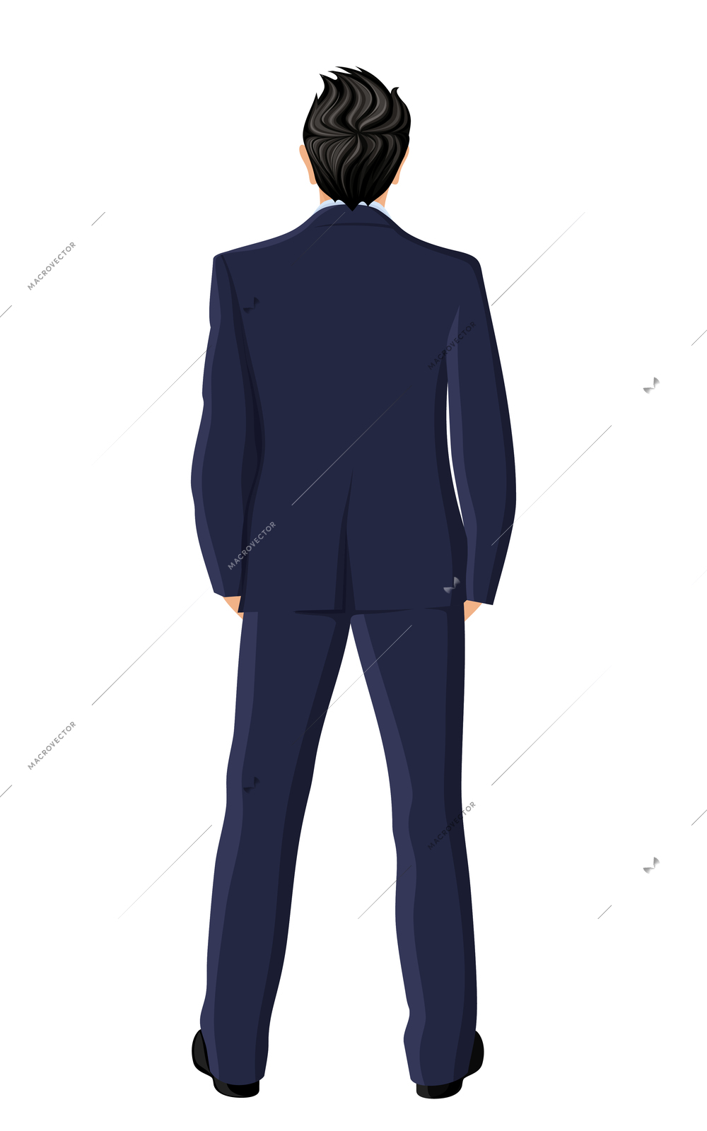 Businessman in suit full length back view isolated on white background vector illustration