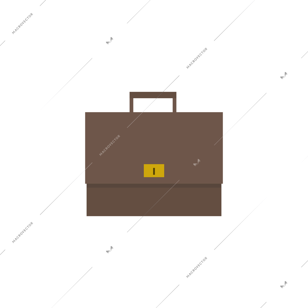 Male or female brown office briefcase flat icon vector illustration