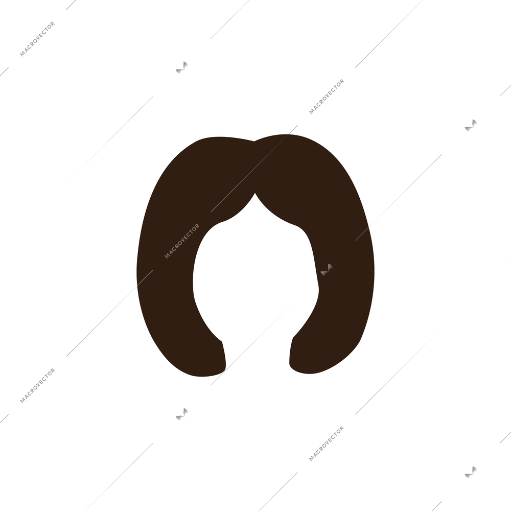 Bob cut for short dark female hair on white background vector illustration