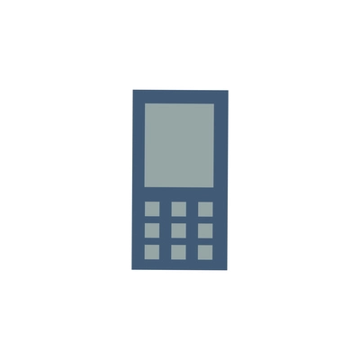 Old blue mobile phone with buttons flat icon vector illustration