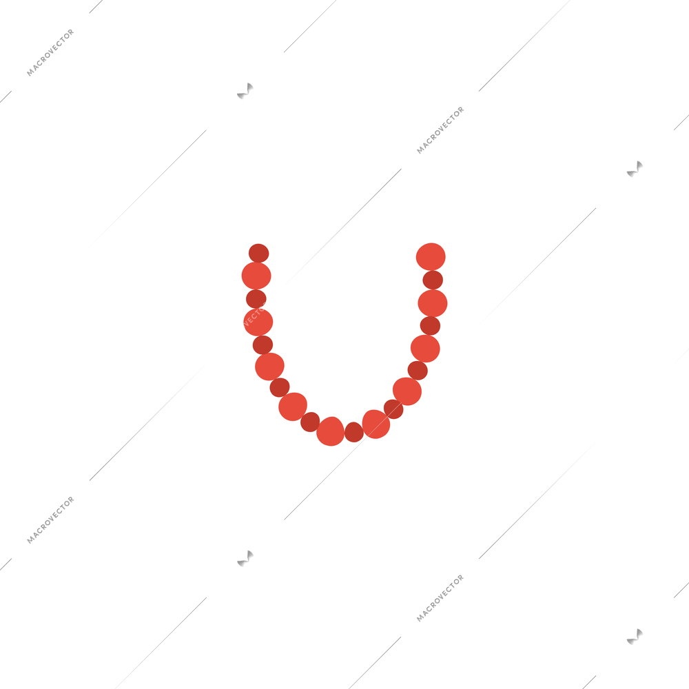 Necklace with red beads of different shape flat icon vector illustration