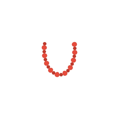 Necklace with red beads of different shape flat icon vector illustration