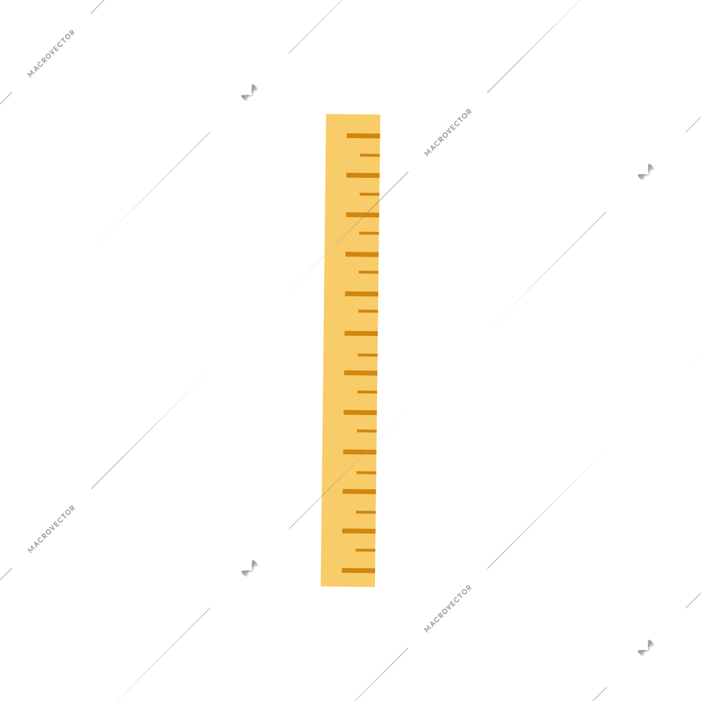 Flat icon of yellow ruler on white background vector illustration