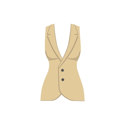 Elegant beige office vest for women flat vector illustration