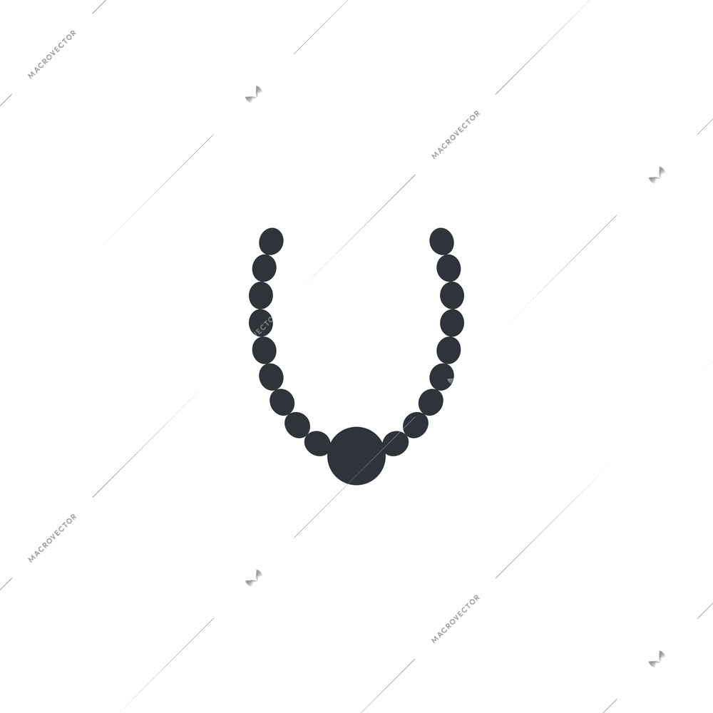 Flat necklace with big and small black beads vector illustration