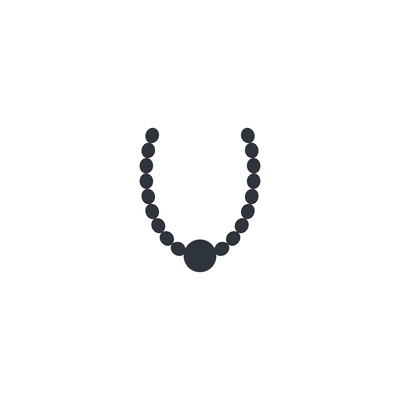 Flat necklace with big and small black beads vector illustration