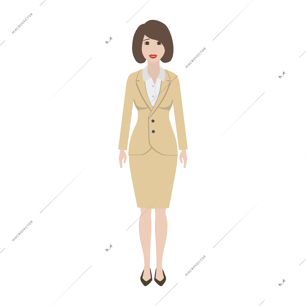 Flat icon of woman in beige office suit vector illustration