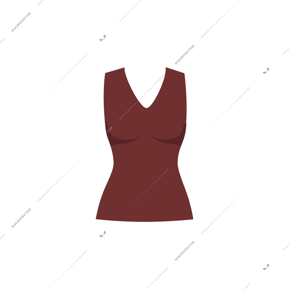 Female burgundy vest for office wear on white background flat vector illustration