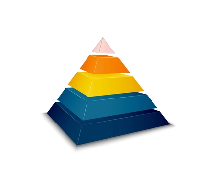 Assembled pyramid for presentation realistic vector illustration