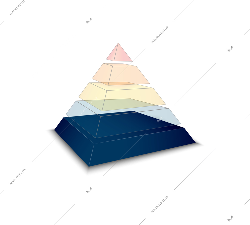 Assembled pyramid chart on white background realistic vector illustration