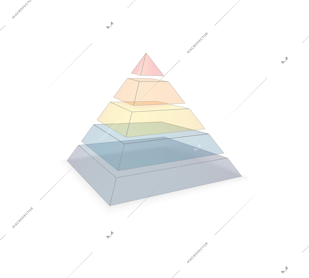 Pale color pyramid chart for presenting information realistic vector illustration