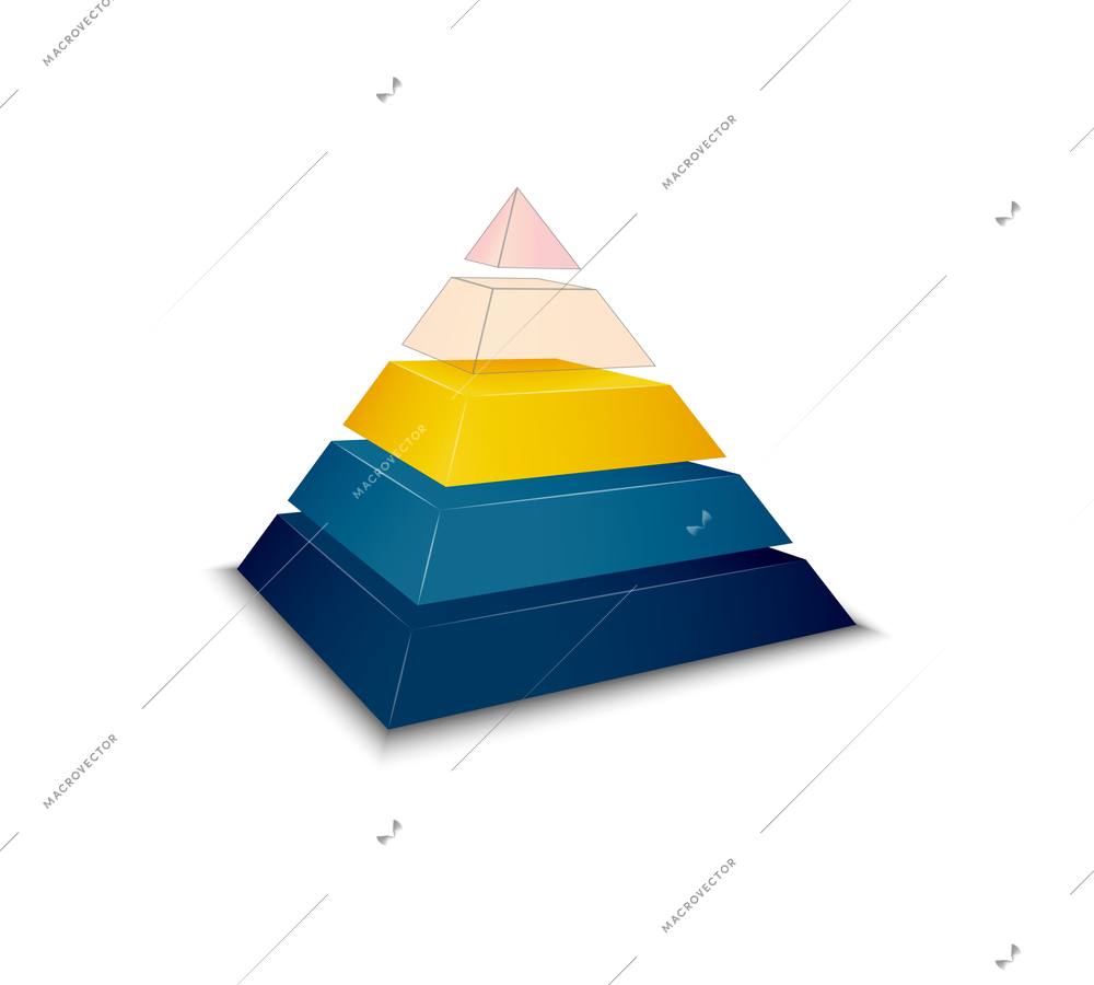 Colorful assembled pyramid chart icon realistic vector illustration