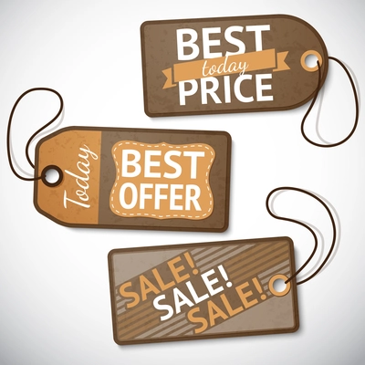 Set of retail cardboard sale tags vector illustration