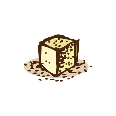 White sugar cube hand drawn vector illustration