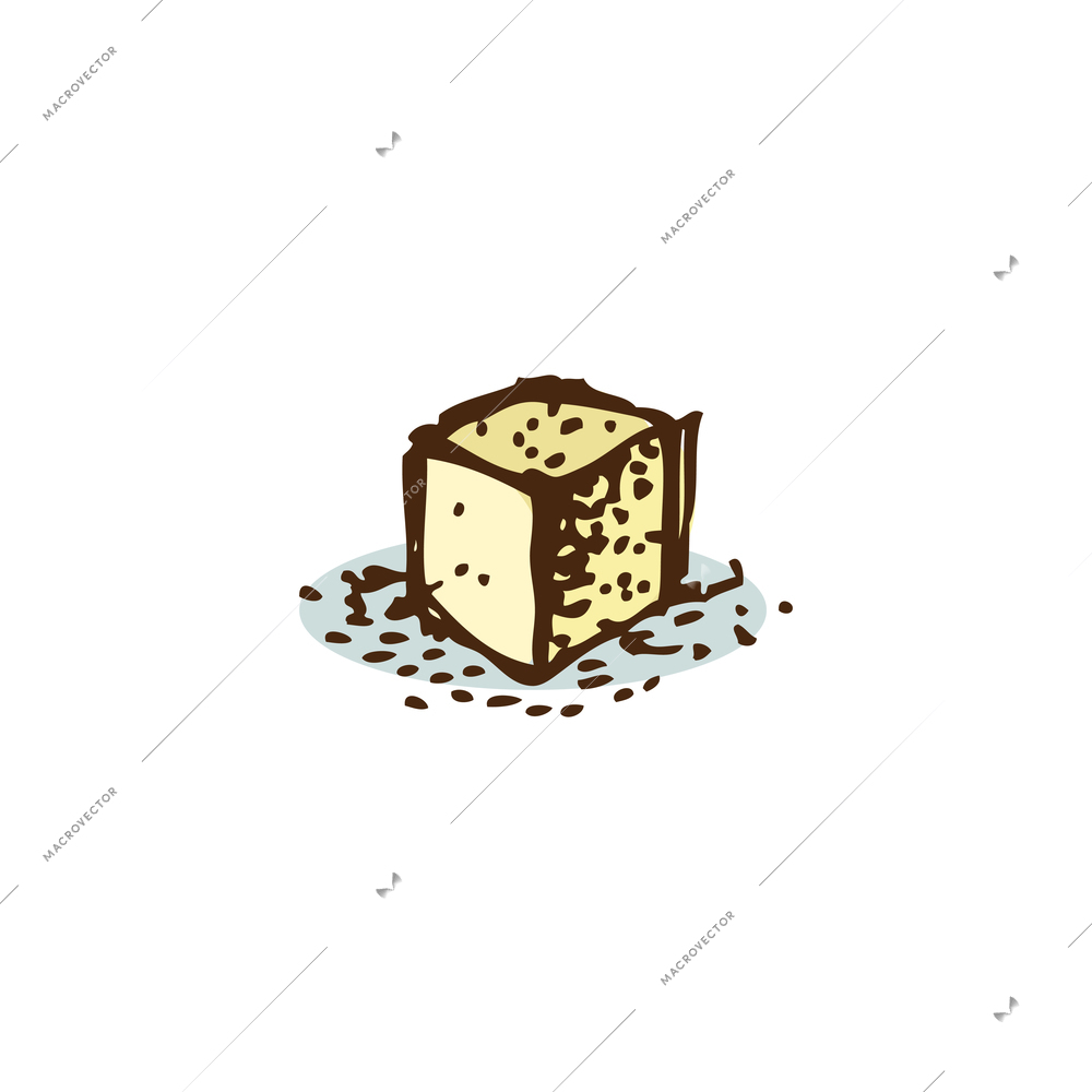 Single doodle sugar cube hand drawn vector illustration