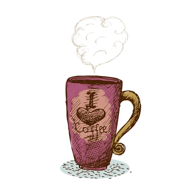 Big doodle cup of hot coffee vector illustration