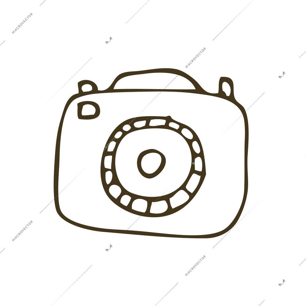 Doodle icon of retro camera vector illustration