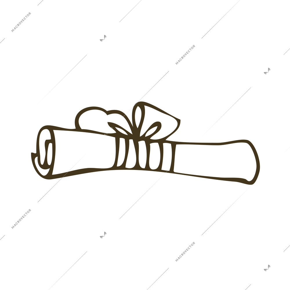 Rolled up letter with bow doodle icon vector illustration