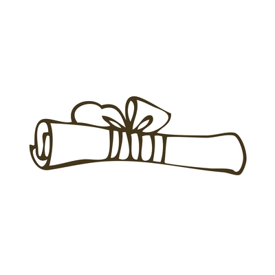 Rolled up letter with bow doodle icon vector illustration