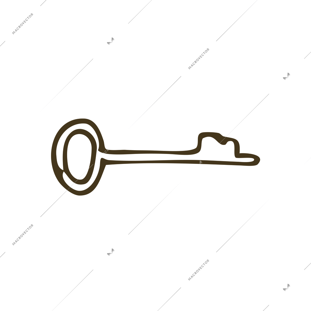 Simple hand drawn key on white background vector illustration