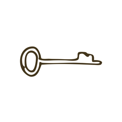 Simple hand drawn key on white background vector illustration