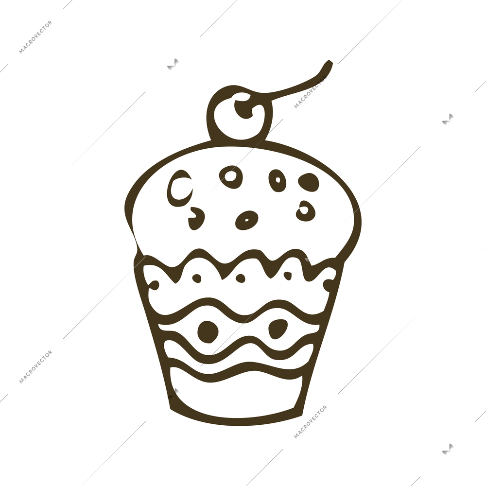 Hand drawn cake icon on white background vector illustration