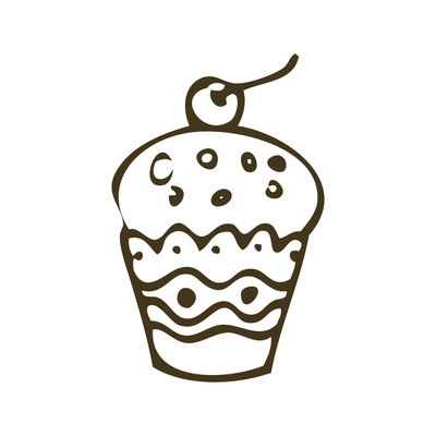 Hand drawn cake icon on white background vector illustration