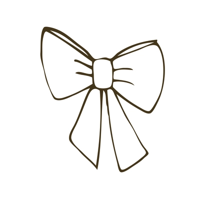 Gift ribbon bow on white background hand drawn vector illustration