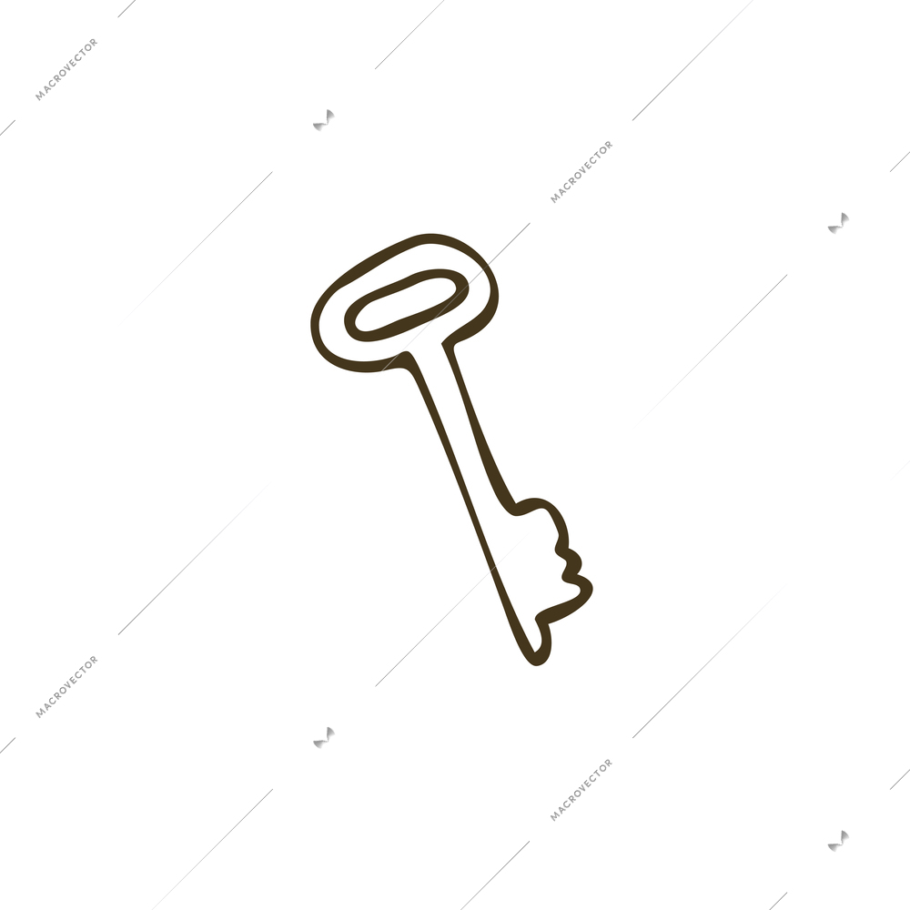 Key doodle icon on white background vector illustration