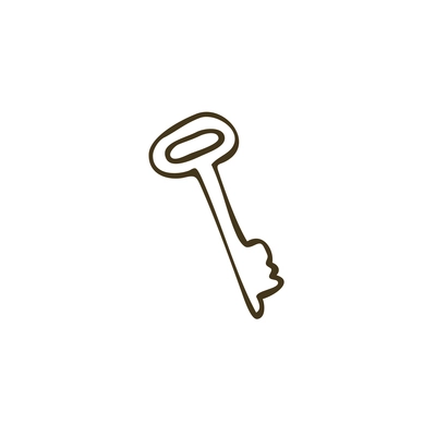 Key doodle icon on white background vector illustration