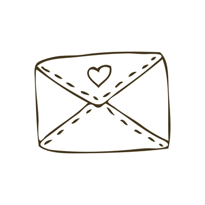Doodle envelope with love letter on white background vector illustration
