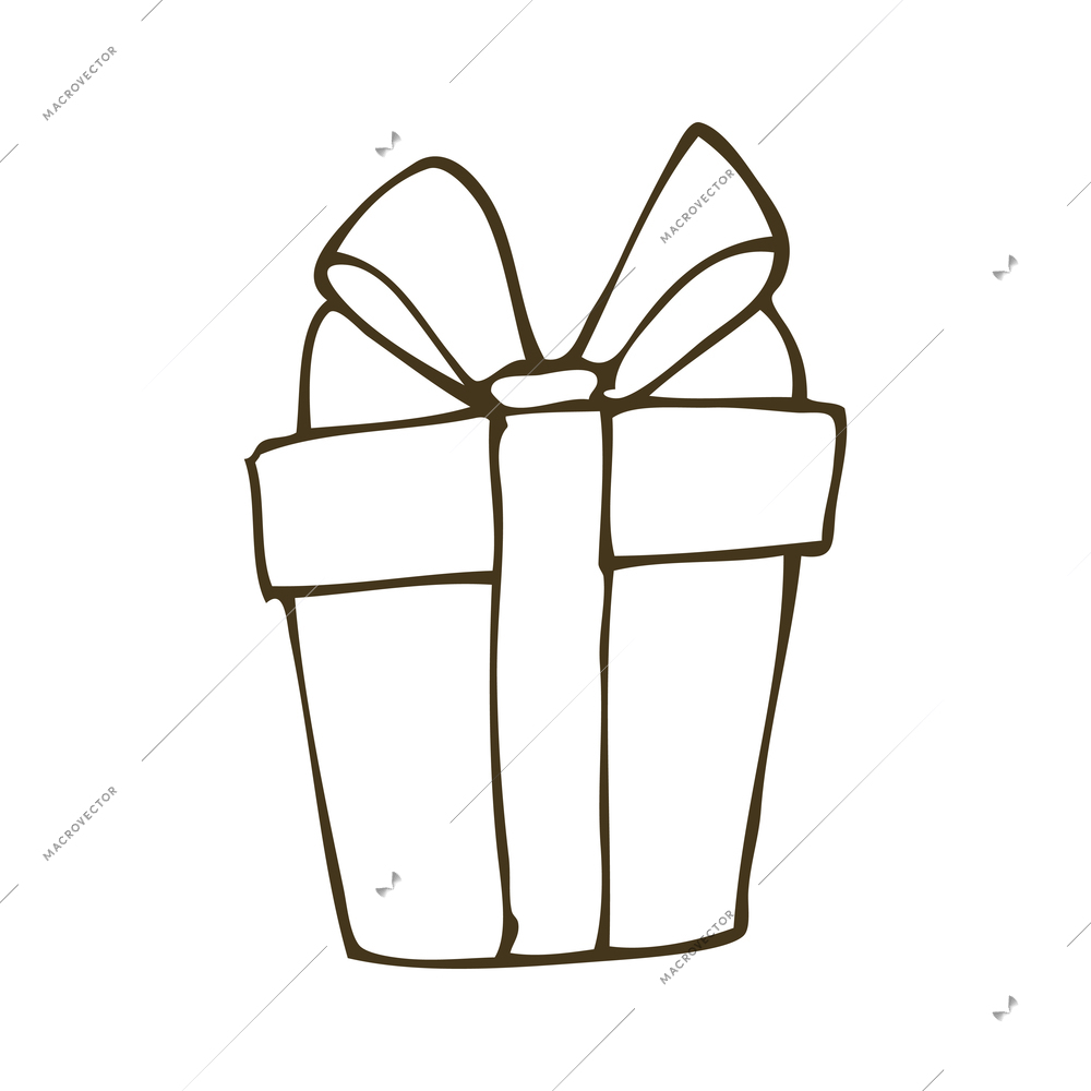 Gift box bounded with ribbon doodle icon vector illustration