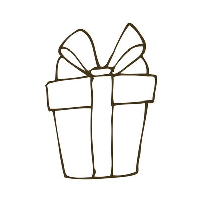 Gift box bounded with ribbon doodle icon vector illustration