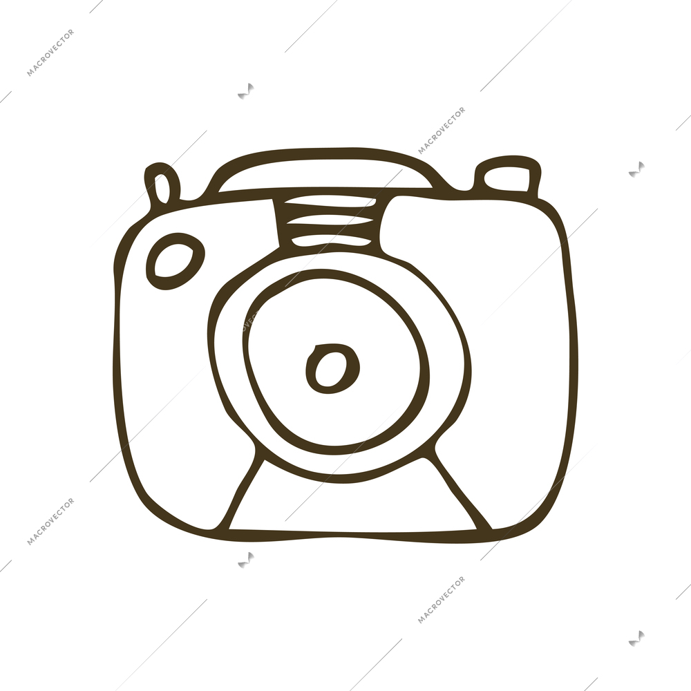 Simple doodle camera on white background vector illustration
