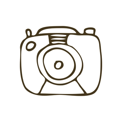 Simple doodle camera on white background vector illustration