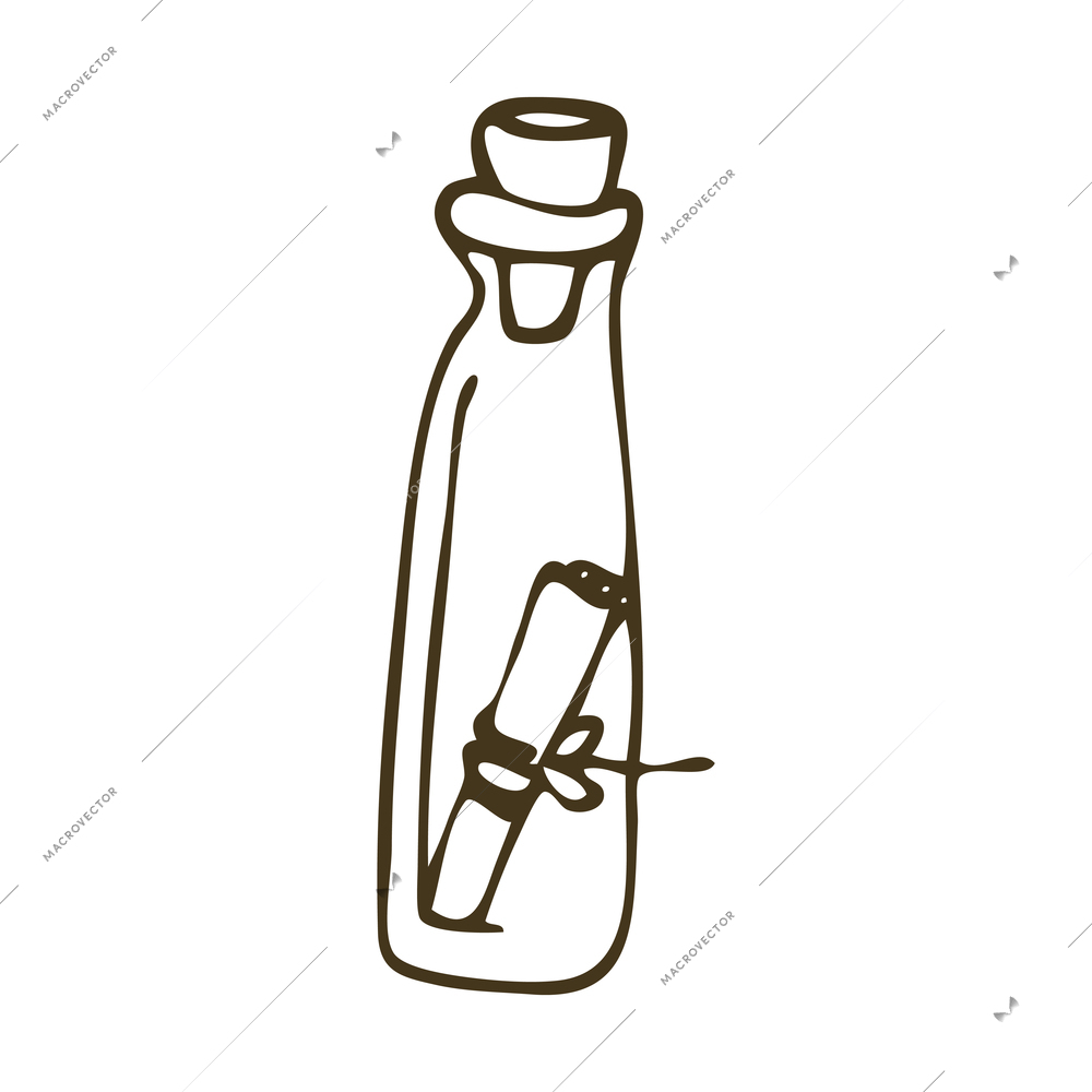 Doodle hand drawn bottle with letter vector illustration