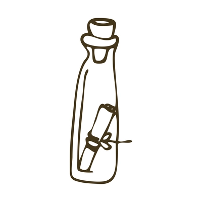 Doodle hand drawn bottle with letter vector illustration