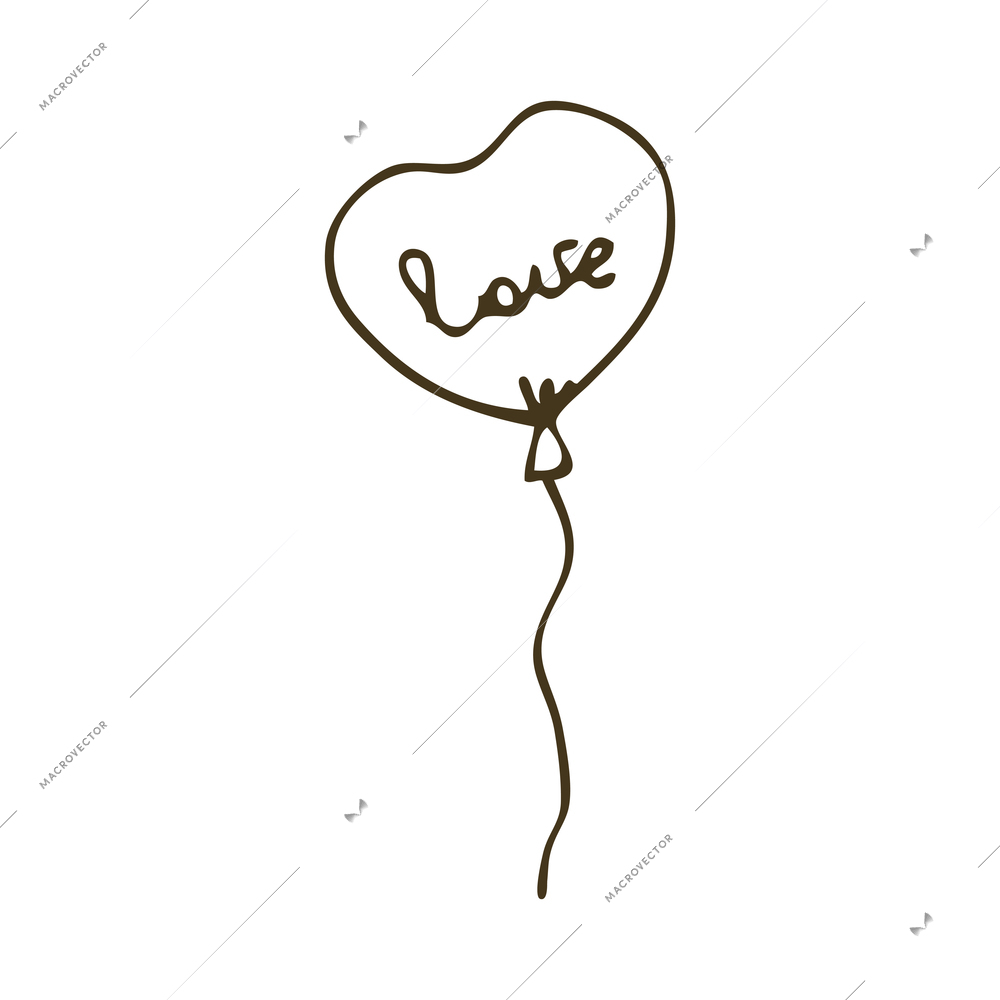 Doodle love balloon on white background vector illustration