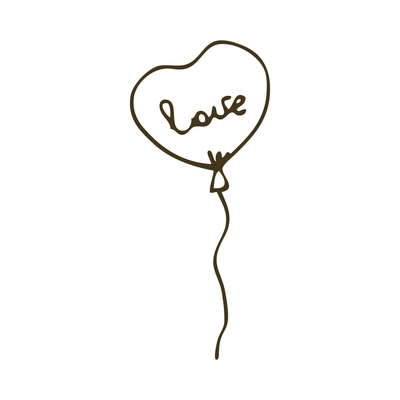 Doodle love balloon on white background vector illustration